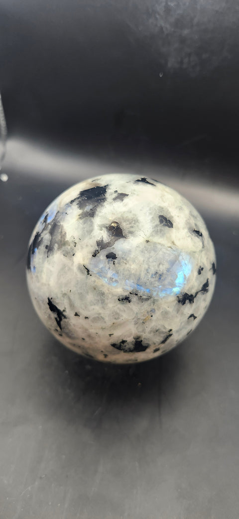Rainbow moonstone sphere! 80mm, 3.15 inches, 1.11 pounds