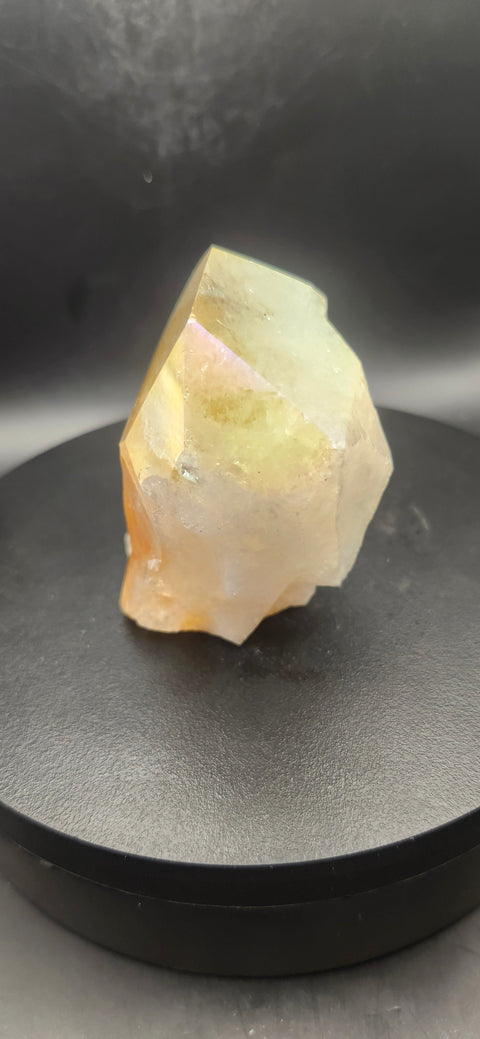 Angel aura citrine polished top point! 7 ounces