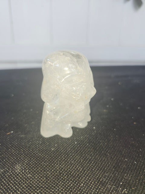 4 ounce, 2.75 inch Clear quartz Darth vader carving star wars