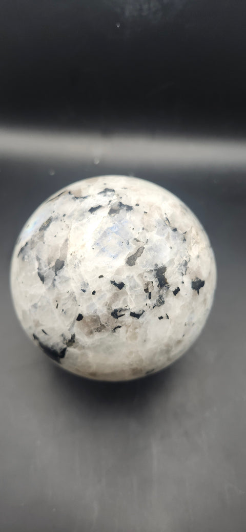 Rainbow moonstone sphere! 83.1mm, 3.27 inches, 1.12 pounds