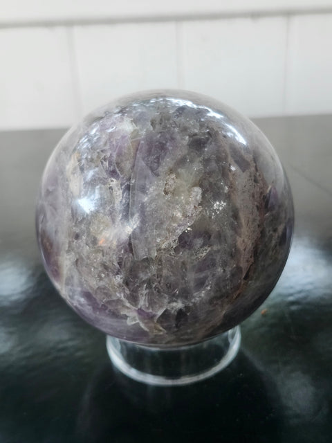 Chevron amethyst sphere! 76mm, 3 inches, 1.6 pounds