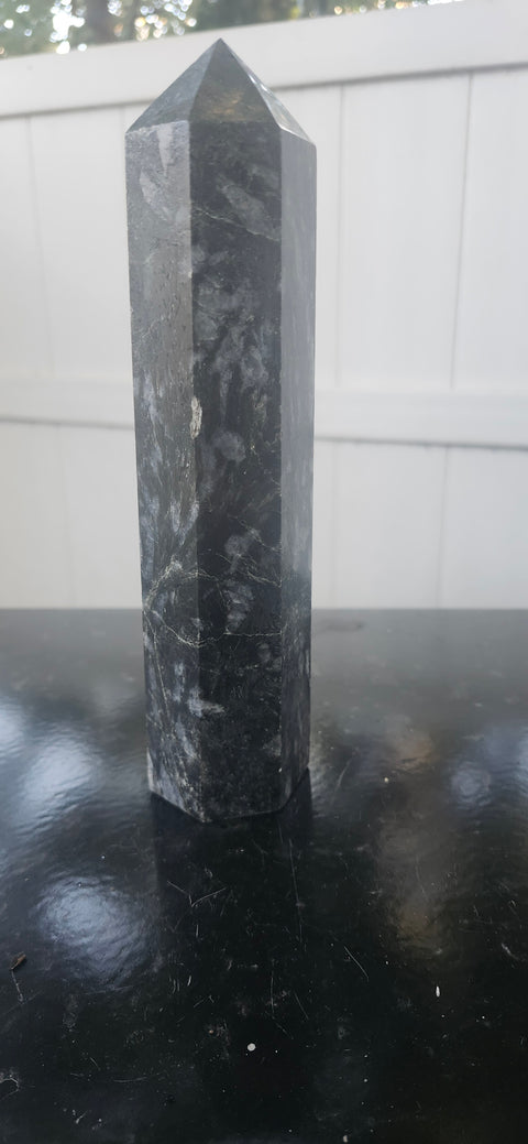 Large larvikite tower! 8.25 inches, 1.13 pounds!