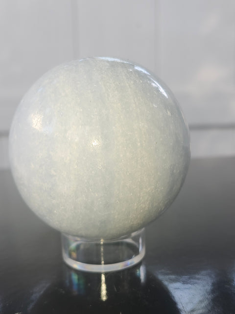 Blue calcite sphere! 13.8 ounces, 65mm, 2.56 inches