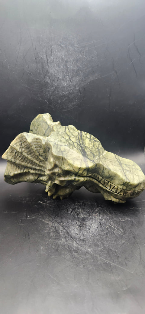 Serpentine dragon skull! 1.15 pounds, 4.5 inch head, 6.5 nose to horn