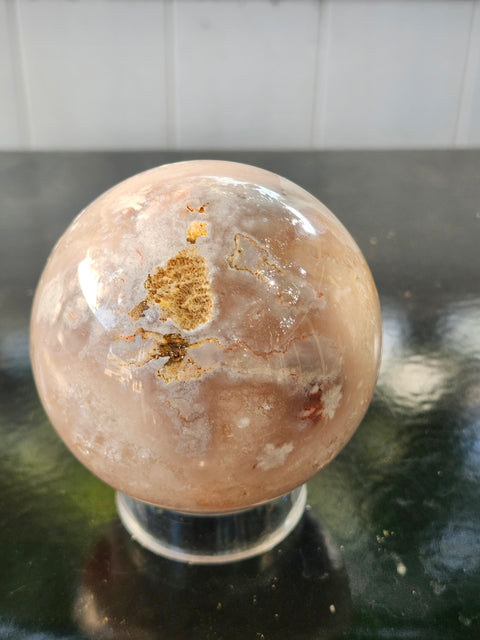 Druzy flower agate sphere! 74mm, 2.9 inches, 1.3 pounds