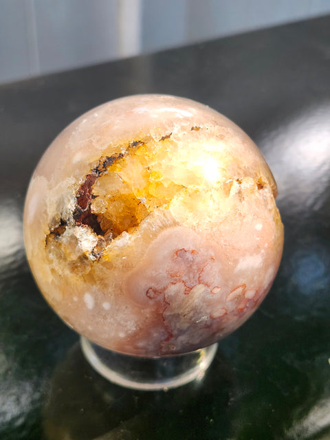 Druzy flower agate sphere! 74mm, 2.9 inches, 1.3 pounds