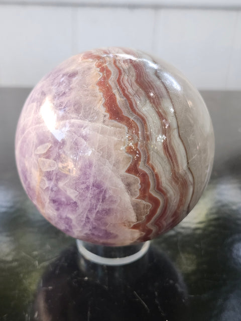 Amethyst lace agate sphere! 74mm 2.93 inches, 1.4 pounds