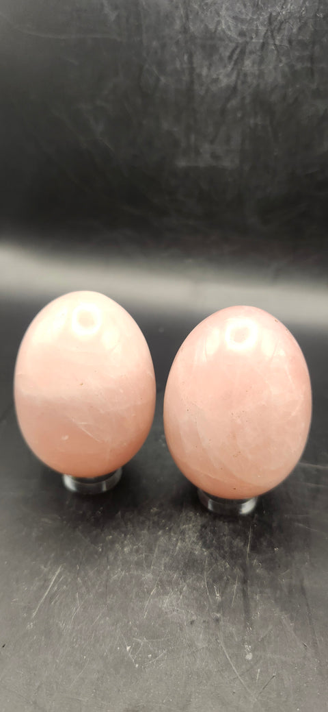 Rose quartz egg two pack! 3.3 ounces 1.9 inches each, 6.8 ounces total