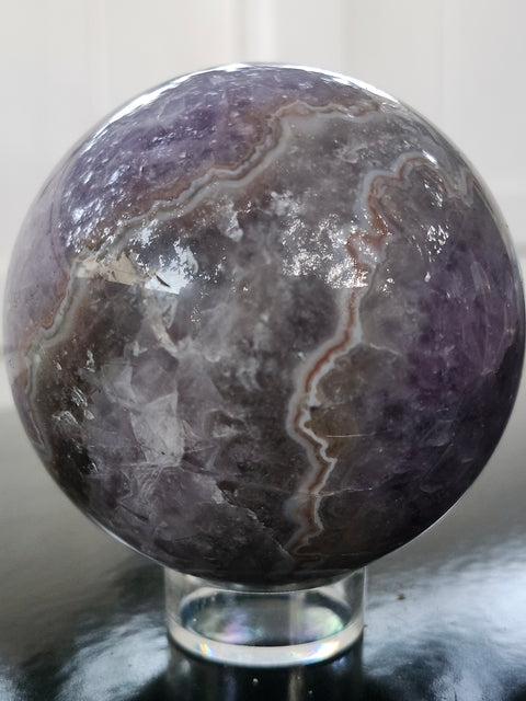 Amethyst lace agate sphere! 76mm, 3 inches, 1.6 pounds