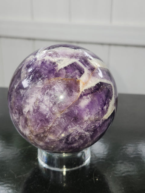 Dream amethyst sphere! 85.5mm, 3.36 inches, 1.15 pounds