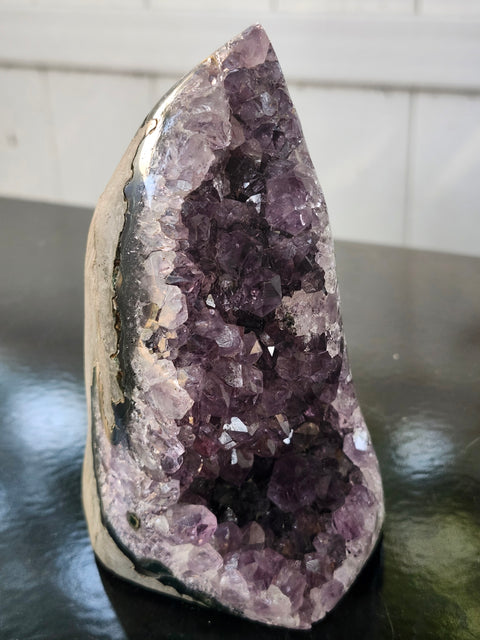 Amethyst cut base free form! 1.12 pounds, 4.9 inches tall, 2.8 wide