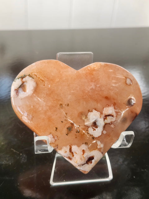 Ferruginous quartz heart! 5.5 ounces, 3.2 inches wide, 2.8 tall