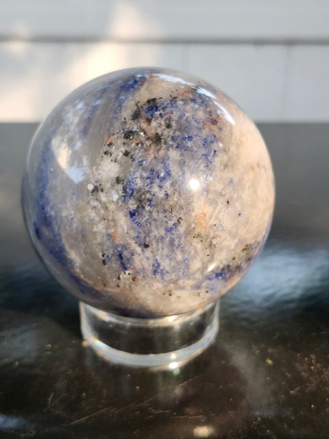 Sodalite sphere! 69mm, 2.7 inches, 1.1 pounds