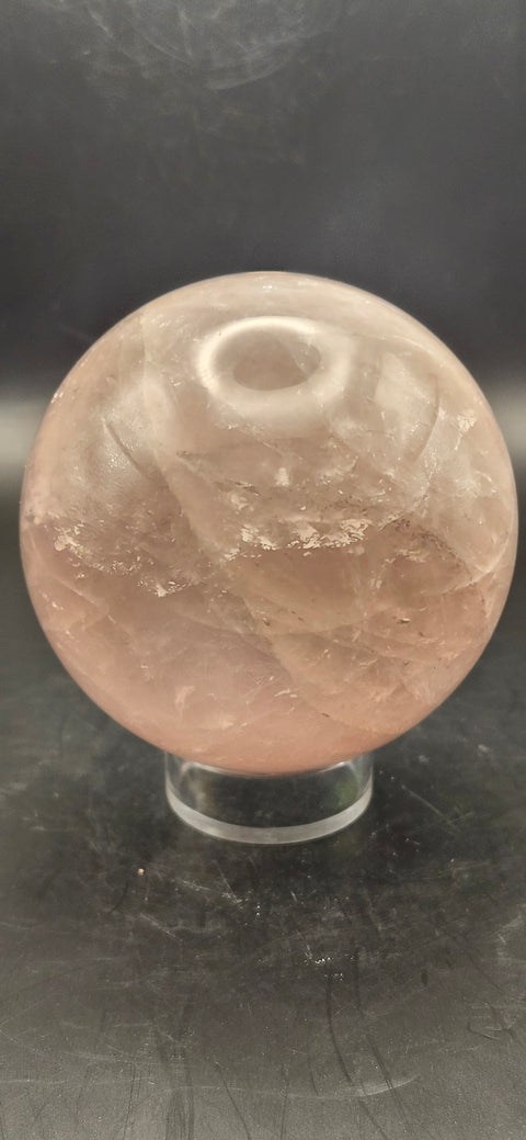 Rose quartz sphere! 69.8mm, 2.7 inches, one pound!