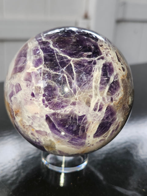 Dream amethyst sphere! 77.9mm, 3.06 inches, 1.7 pounds