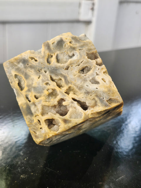 Druzy agate balancing cube! 1.1 pound, 63.1mm by 62.8mm