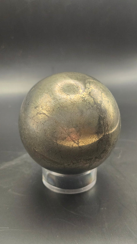 Pyrite sphere. 55.8mm, 2.19 inches, 15 ounces