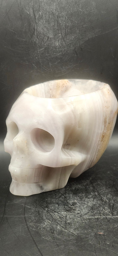 Striped calcite skull offering bowl! 2.13 pounds, 5 inches long 4 inches wide