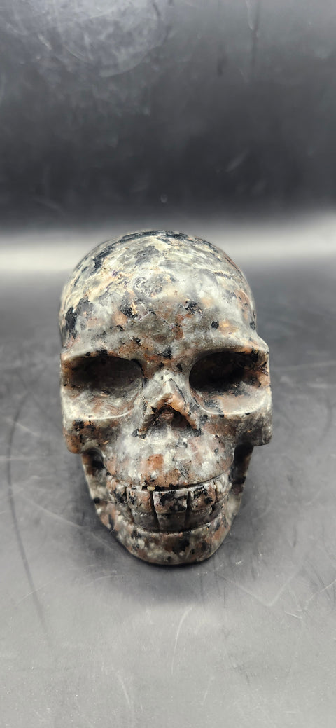 Flame stone "yooperlite" skull! 3 inches tall, 3 long, 14 ounces