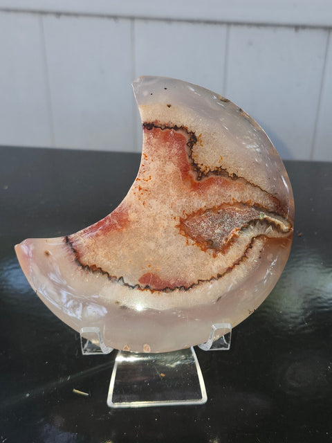 Druzy agate moon! 10 ounces, 4.7 inches tall, 3 inches wide
