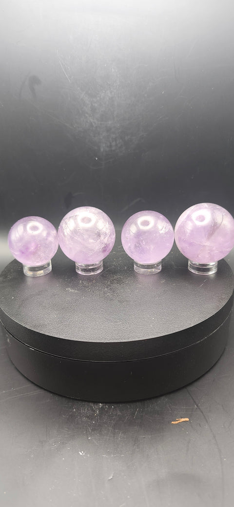 Amethyst quartz spheres set of 2. 1.3 inch and .9 inch