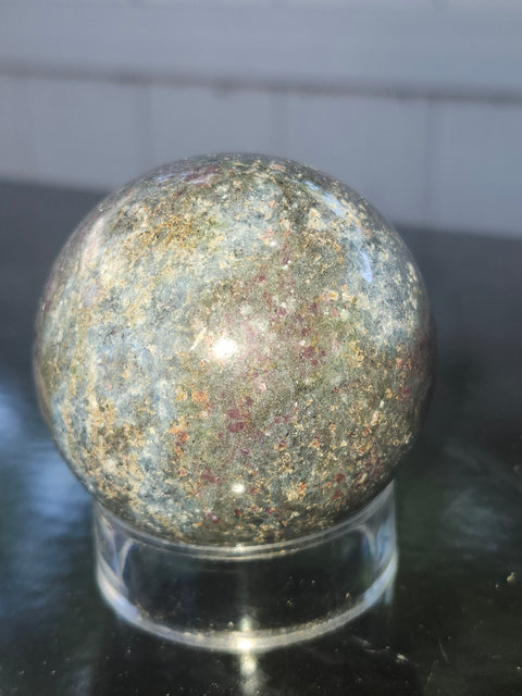 Ruby in kyanite sphere! 11 ounces, 54.5mm, 2.14 inches