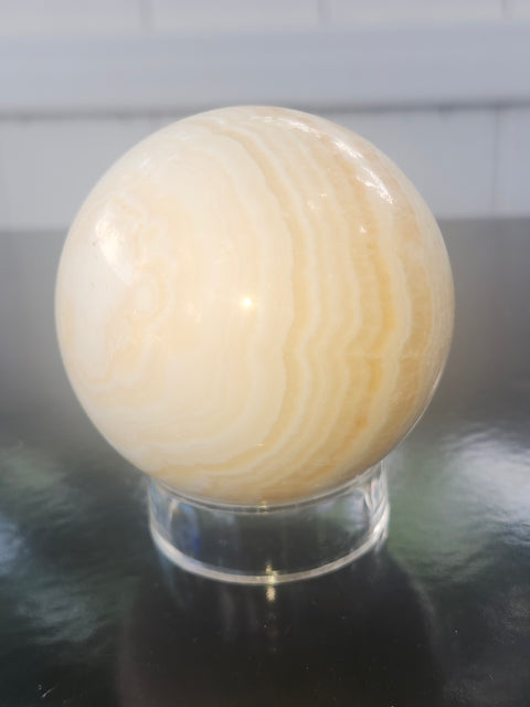 Orange calcite sphere! 67mm, 2.6 inches, 15 ounces