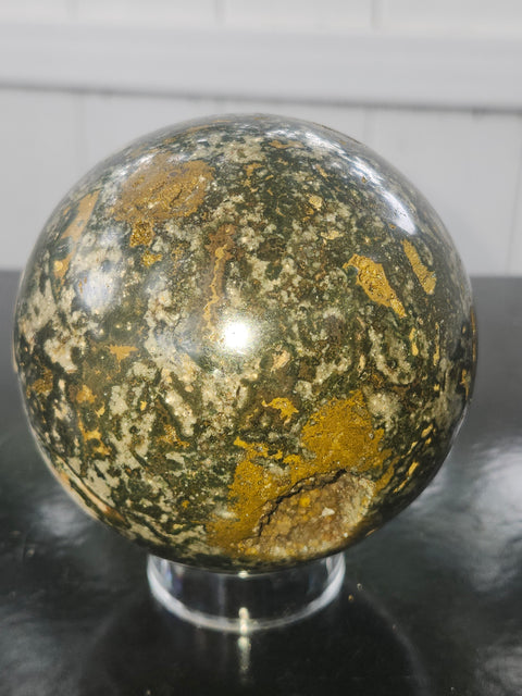 Ocean jasper sphere! 93mm, 3.66 inches, 2.6 pounds