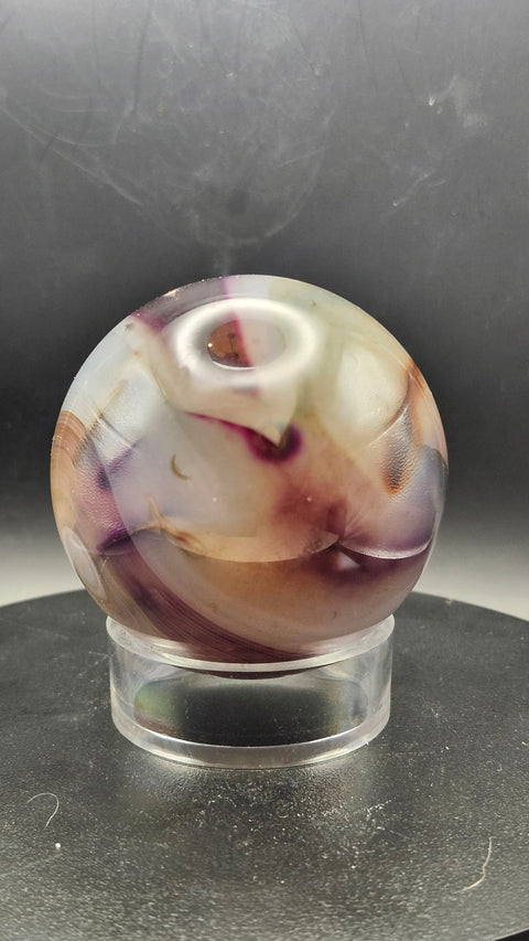 Purple, clear agate sphere! 60mm, 2.36 inches, 10.5 ounces!!