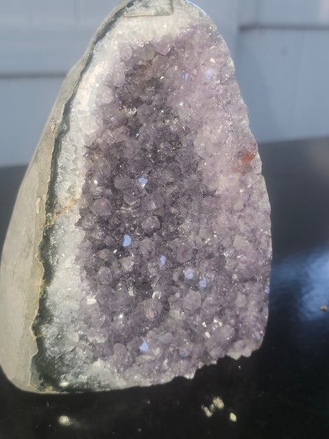 Amethyst cut base free form! 2.1 pounds, 4.6 inches tall, 3.6 inches wide