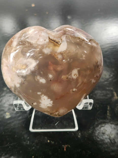Flower agate heart! 10 ounces, 75mm wide, 69mm tall, 42mm thick