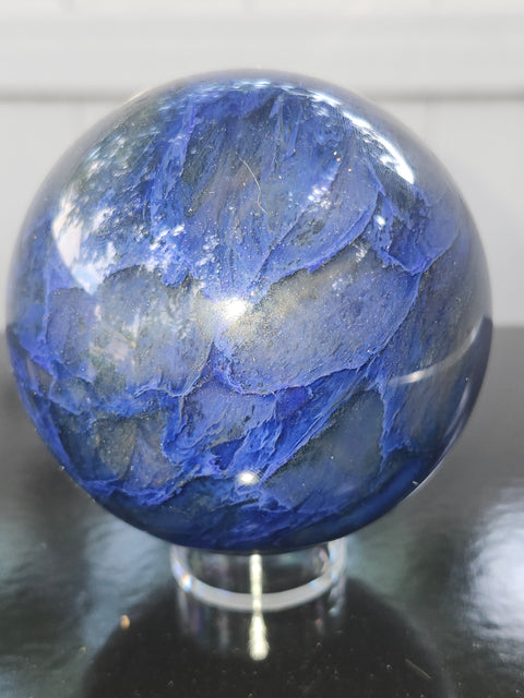 Blueberry quartz sphere! 78mm, 3.1 inches, 1.4 pounds