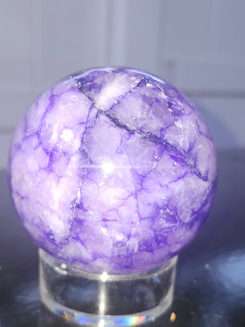 Purple crackle quartz sphere! 64mm, 2.5 inches, 13.6 ounces
