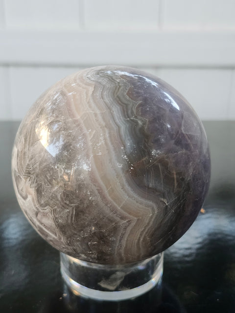 Amethyst lace agate sphere! 76mm, 3 inches, 1.6 pounds