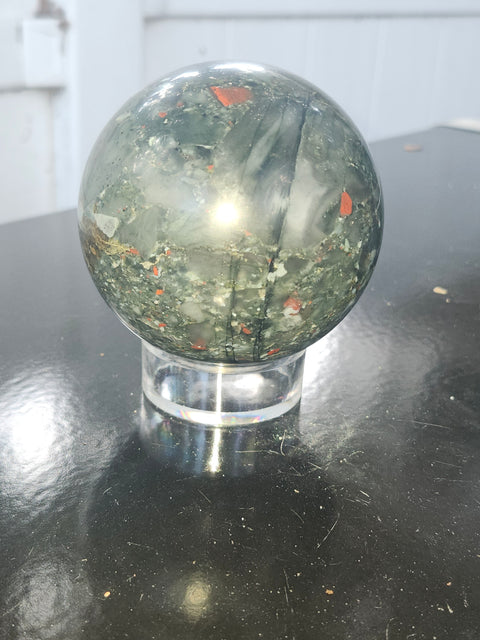 76.7mm, 3.01 inch bloodstone sphere! 1.6 pounds