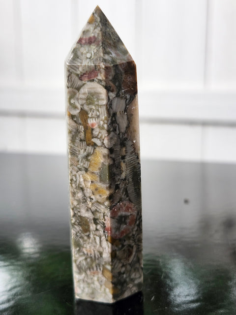 Crinoid fossil tower