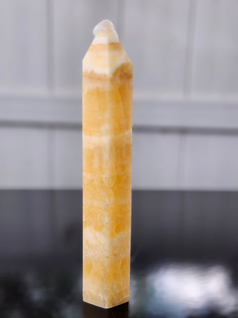 Orange calcite tower! 5 ounces, 5.2 inces