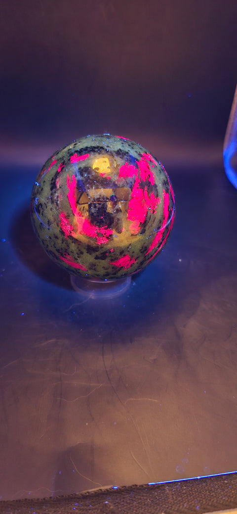 Ruby in zoisite sphere! 65.5mm, 2.57 Inches, 1 pound