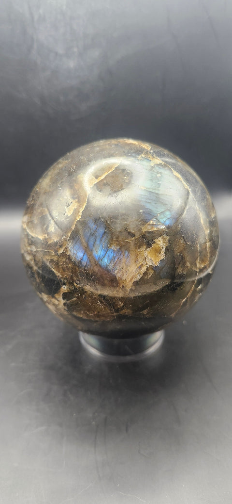 Labradorite sphere! 87mm, 3.42 inches, 2.2 pounds