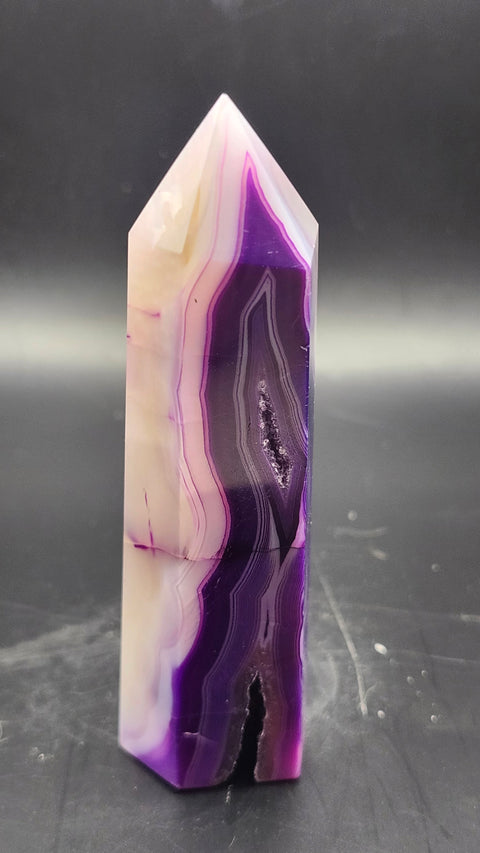 Purple druzy agate tower! 3.75 inches, 3.2 ounces