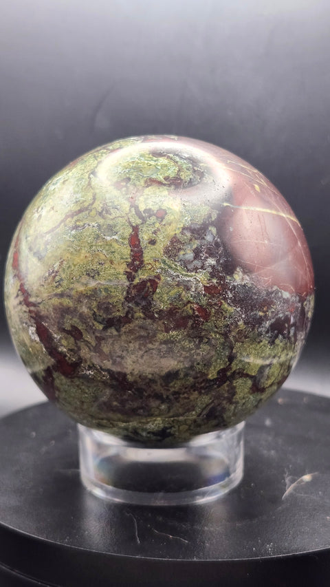 Dragon bloodstone sphere 80mm, 3.15 inches 1.11 pounds