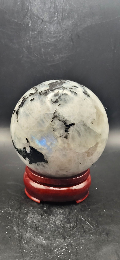 Rainbow moonstone sphere! 74mm, 2.9 inchs, 1.4 pounds