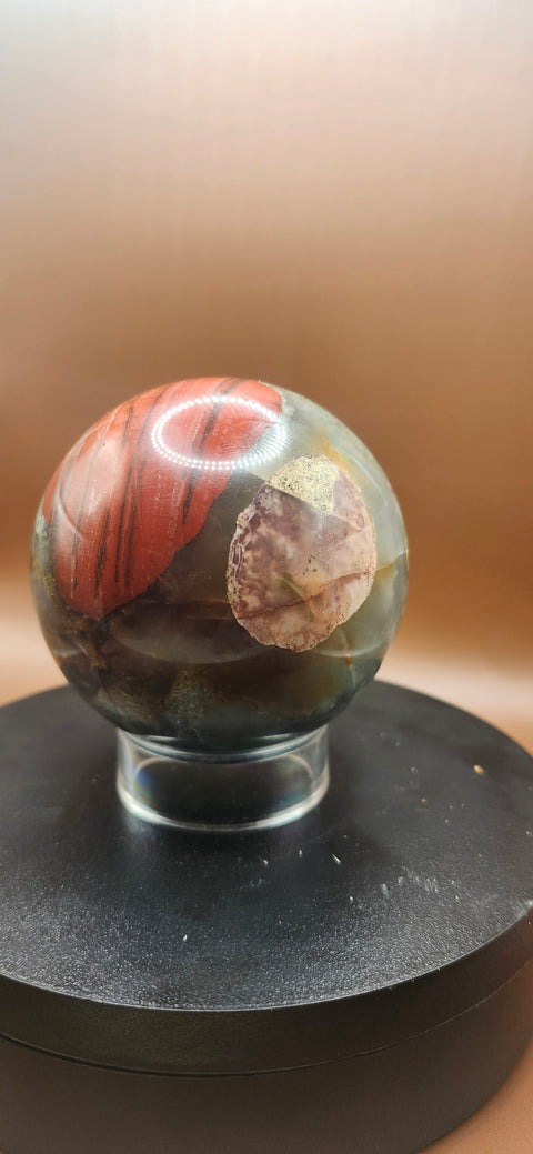African bloodstone sphere! 73.5mm, 2.89 inches 1.4 pounds