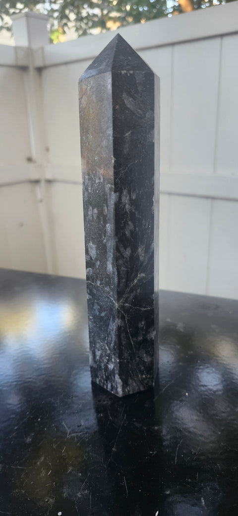Large larvikite tower! 8.25 inches, 1.13 pounds!