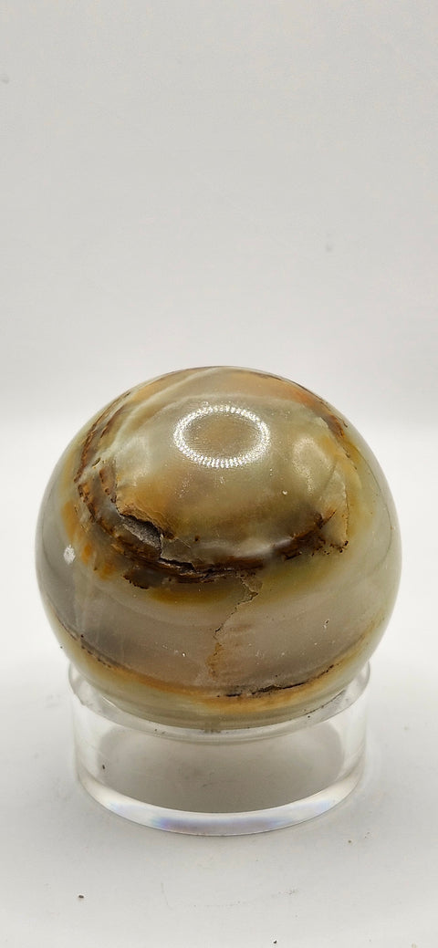 Striped calcite sphere 53mm, 2.1 inches 7.8 ounces