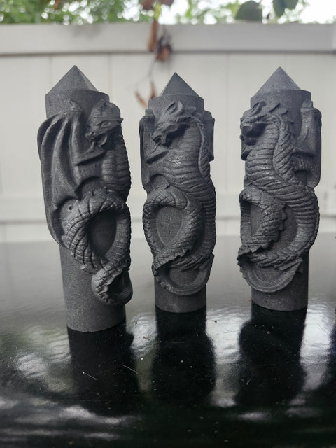 Shungite dragon towers style 2! 4 inches tall 3.5 to 4 ounces