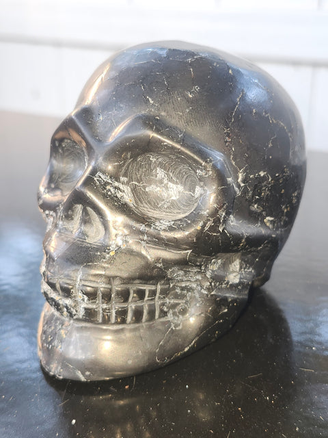 Shungite skull! 1.5 pounds, 4 inches long by 3.1 tall, 2.5 wide