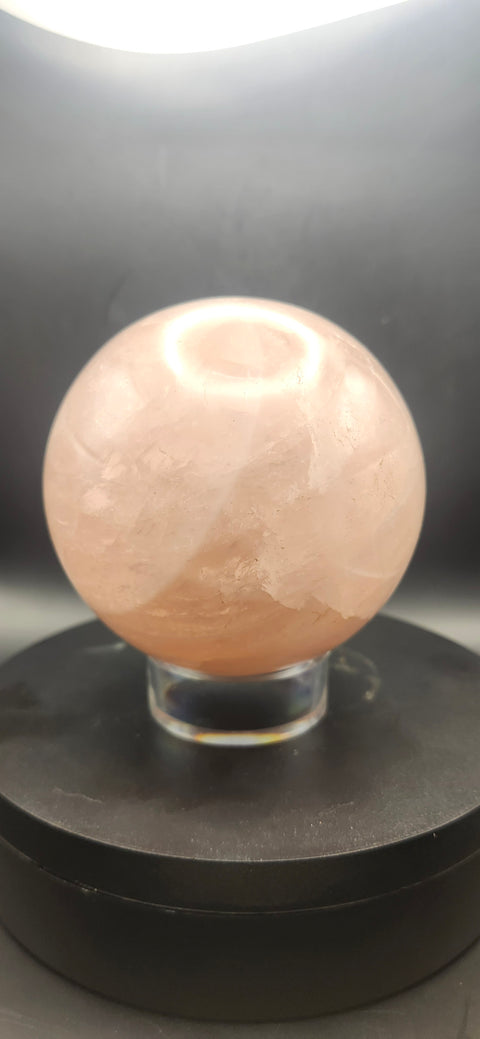 Rose quartz sphere, 85mm, 3.35 inches, 1.15 pounds