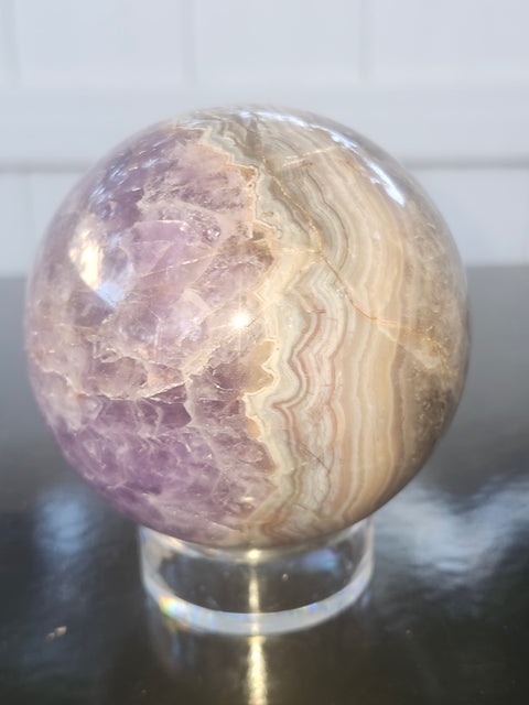 Amethyst lace agate sphere! 76mm, 3 inches, 1.6 pounds