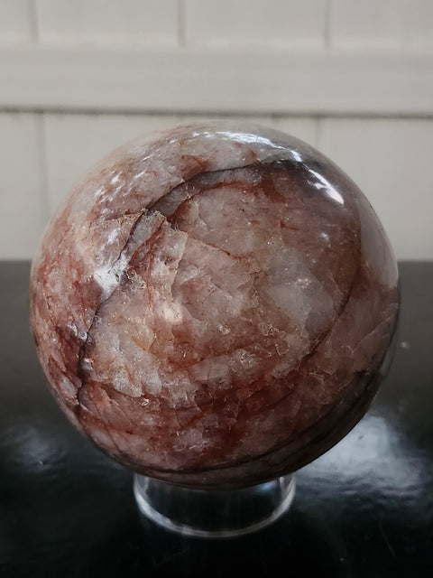 Fire quartz sphere! 2.6 pounds, 90mm, 3.56 inches